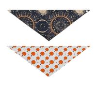 Grckit Dog Bandanas with Snap Button, Soft Breathable Moon Celestial Orange Paddles Pet Scarf for Small Medium Large Dogs & Cats, 30" Washable Dog Bibs Kerchief Accessories