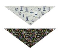 Grckit Dog Bandanas with Snap Button, Soft Breathable Nautical Lighthouses Mushrooms Black Pet Scarf for Small Medium Large Dogs & Cats, 20.2" Washable Puppy Bibs Kerchief Accessories