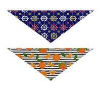Grckit Dog Bandanas with Snap Button, Soft Breathable Nautical Wheels Pattern Orange Slice Pattern Pet Scarf for Small Medium Large Dogs & Cats, 20.2" Washable Puppy Bibs Kerchief Accessories