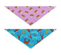 Grckit Dog Bandanas with Snap Button, Soft Breathable Otterly Cute Pattern Ocean Critters Pattern Pet Scarf for Small Medium Large Dogs & Cats, 20.2" Washable Puppy Bibs Kerchief Accessories