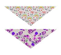 Grckit Dog Bandanas with Snap Button, Soft Breathable Panda Faces Pattern Pastel Floral Pattern Pet Scarf for Small Medium Large Dogs & Cats, 25.1" Washable Dog Bibs Kerchief Accessories