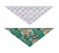 Grckit Dog Bandanas with Snap Button, Soft Breathable Pastel Colorful Butterflies Ornamental Elephants Pet Scarf for Small Medium Large Dogs & Cats, 30" Washable Dog Bibs Kerchief Accessories