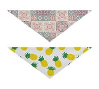 Grckit Dog Bandanas with Snap Button, Soft Breathable Pastel Geo-floral Pineapple Doodle Pattern Pet Scarf for Small Medium Large Dogs & Cats, 25.1" Washable Dog Bibs Kerchief Accessories