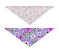 Grckit Dog Bandanas with Snap Button, Soft Breathable Pink Doodle Dinosaurs Pink Watercolor Blooms Pet Scarf for Small Medium Large Dogs & Cats, 30" Washable Dog Bibs Kerchief Accessories