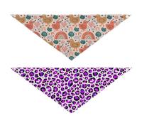 Grckit Dog Bandanas with Snap Button, Soft Breathable Playful Ducks Rainbows Purple Leopard Spots Pet Scarf for Small Medium Large Dogs & Cats, 25.1" Washable Dog Bibs Kerchief Accessories
