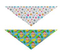 Grckit Dog Bandanas with Snap Button, Soft Breathable Playful Paws Pattern Playful Monkeys Pattern Pet Scarf for Small Medium Large Dogs & Cats, 20.2" Washable Puppy Bibs Kerchief Accessories