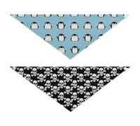 Grckit Dog Bandanas with Snap Button, Soft Breathable Puddle Penguins Pirate Bones Pet Scarf for Small Medium Large Dogs & Cats, 25.1" Washable Dog Bibs Kerchief Accessories