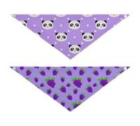Grckit Dog Bandanas with Snap Button, Soft Breathable Purple Panda Pattern Purple Grape Pattern Pet Scarf for Small Medium Large Dogs & Cats, 20.2" Washable Puppy Bibs Kerchief Accessories