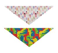 Grckit Dog Bandanas with Snap Button, Soft Breathable Rainbow Popsicles Rainbow Blocks Pet Scarf for Small Medium Large Dogs & Cats, 20.2" Washable Puppy Bibs Kerchief Accessories
