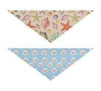 Grckit Dog Bandanas with Snap Button, Soft Breathable Seashell Scatter Sheep Stars Blue Pet Scarf for Small Medium Large Dogs & Cats, 30" Washable Dog Bibs Kerchief Accessories