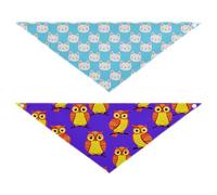 Grckit Dog Bandanas with Snap Button, Soft Breathable Serene Kitties Pattern Purple Owl Pattern Pet Scarf for Small Medium Large Dogs & Cats, 25.1" Washable Dog Bibs Kerchief Accessories
