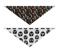 Grckit Dog Bandanas with Snap Button, Soft Breathable Skeleton Groove Spooky Ghost Faces Pet Scarf for Small Medium Large Dogs & Cats, 20.2" Washable Puppy Bibs Kerchief Accessories