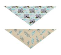 Grckit Dog Bandanas with Snap Button, Soft Breathable Sleepy Koalas Pattern Sketchy Leaves Pattern Pet Scarf for Small Medium Large Dogs & Cats, 25.1" Washable Dog Bibs Kerchief Accessories