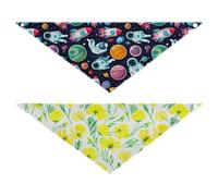 Grckit Dog Bandanas with Snap Button, Soft Breathable Space Explorers Pattern Sunny Floral Pattern Pet Scarf for Small Medium Large Dogs & Cats, 20.2" Washable Puppy Bibs Kerchief Accessories