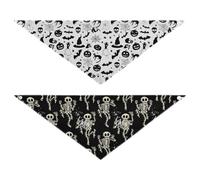 Grckit Dog Bandanas with Snap Button, Soft Breathable Spooky Hat Repeat Skeleton Soirée Pet Scarf for Small Medium Large Dogs & Cats, 25.1" Washable Dog Bibs Kerchief Accessories