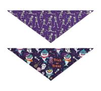 Grckit Dog Bandanas with Snap Button, Soft Breathable Spooky Sway Spooky Sharks Pet Scarf for Small Medium Large Dogs & Cats, 25.1" Washable Dog Bibs Kerchief Accessories