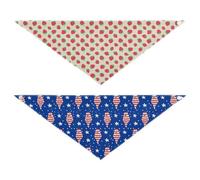 Grckit Dog Bandanas with Snap Button, Soft Breathable Strawberries Cream Striped Ghosts Blue Pet Scarf for Small Medium Large Dogs & Cats, 25.1" Washable Dog Bibs Kerchief Accessories