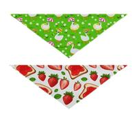 Grckit Dog Bandanas with Snap Button, Soft Breathable Summer Geese Pattern Strawberry Toast Pattern Pet Scarf for Small Medium Large Dogs & Cats, 25.1" Washable Dog Bibs Kerchief Accessories