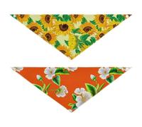Grckit Dog Bandanas with Snap Button, Soft Breathable Sunflower Bloom Autumn Floral Pet Scarf for Small Medium Large Dogs & Cats, 30" Washable Dog Bibs Kerchief Accessories
