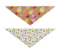 Grckit Dog Bandanas with Snap Button, Soft Breathable Swirled Cupcakes Pattern Sweet Bees Pattern Pet Scarf for Small Medium Large Dogs & Cats, 20.2" Washable Puppy Bibs Kerchief Accessories