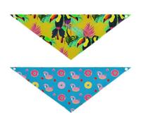 Grckit Dog Bandanas with Snap Button, Soft Breathable Tropical Birds Palms Tropical Flamingo Floats Pet Scarf for Small Medium Large Dogs & Cats, 20.2" Washable Puppy Bibs Kerchief Accessories