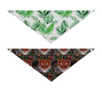Grckit Dog Bandanas with Snap Button, Soft Breathable Tropical Foliage Tiger Floral Pattern Pet Scarf for Small Medium Large Dogs & Cats, 25.1" Washable Dog Bibs Kerchief Accessories