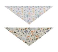 Grckit Dog Bandanas with Snap Button, Soft Breathable Watercolor Seahorses Watercolor Blue Flowers Pet Scarf for Small Medium Large Dogs & Cats, 25.1" Washable Dog Bibs Kerchief Accessories