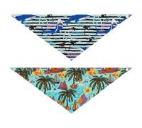 Grckit Dog Bandanas with Snap Button, Soft Breathable Whimsical Sharks Tropical Palms Pet Scarf for Small Medium Large Dogs & Cats, 25.1" Washable Dog Bibs Kerchief Accessories