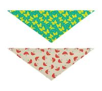 Grckit Dog Bandanas with Snap Button, Soft Breathable Yellow Butterfly Silhouettes White Spot Red Mushrooms Pet Scarf for Small Medium Large Dogs & Cats, 25.1" Washable Dog Bibs Kerchief Accessories
