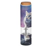 Grckit Electric Salt and Pepper Grinder, Battery-Operated Adjustable Coarseness White LED Light, Cat on The Moon