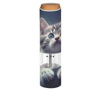 Grckit Electric Salt and Pepper Grinder, Battery-Operated Adjustable Coarseness White LED Light, Cat on The Moon