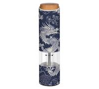 Grckit Electric Salt and Pepper Grinder, Battery-Operated Adjustable Coarseness White LED Light, Chinese Dragon Blue