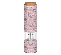 Grckit Electric Salt and Pepper Grinder, Battery-Operated Adjustable Coarseness White LED Light, Eiffel Tower Pink