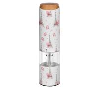 Grckit Electric Salt and Pepper Grinder, Battery-Operated Adjustable Coarseness White LED Light, Eiffel Tower Pattern