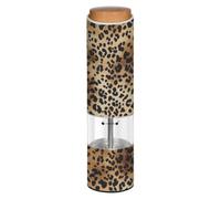 Grckit Electric Salt and Pepper Grinder, Battery-Operated Adjustable Coarseness White LED Light, Leopard Print