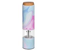 Grckit Electric Salt and Pepper Grinder, Battery-Operated Adjustable Coarseness White LED Light, Pastel Blue Pink Marble