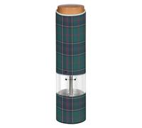 Grckit Electric Salt and Pepper Grinder, Battery-Operated Adjustable Coarseness White LED Light, Red Blue Green Plaid