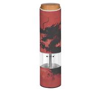 Grckit Electric Salt and Pepper Grinder, Battery-Operated Adjustable Coarseness White LED Light, Red Chinese Dragon