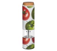 Grckit Electric Salt and Pepper Grinder, Battery-Operated Adjustable Coarseness White LED Light, Red Green Tomatoes