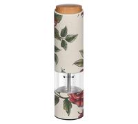 Grckit Electric Salt and Pepper Grinder, Battery-Operated Adjustable Coarseness White LED Light, Rose Tattoo Pattern