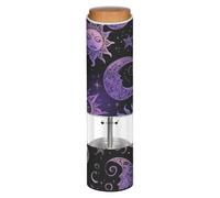 Grckit Electric Salt and Pepper Grinder, Battery-Operated Adjustable Coarseness White LED Light, Sun Moon and Stars
