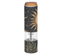 Grckit Electric Salt and Pepper Grinder, Battery-Operated Adjustable Coarseness White LED Light, Sun Moon and Stars