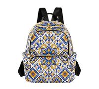 Grckit Ethnic Folk Ornament Backpack for Women, 14L Lightweight Small Daypack with Zipper Pockets for Work Travel