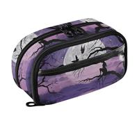 Grckit Fairy of The Moon Pencil Case, Large Capacity Multi-Compartment Organizer with Elastic Pen Loops, Clear View Window, Dual Zipper, 8.3 x 3.1 x 4.9 Inches