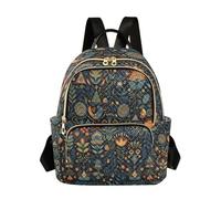 Grckit Folk Art Design Backpack for Women, 8.5L Lightweight Small Daypack with Zipper Pockets for Work Travel