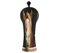 Grckit Golf Club Head Covers Funny Horse PU Leather Waterproof Golf Head Covers for Driver Fairway Wood and Hybrid with Replaceable Labels, Wood Head Cover