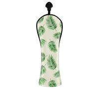 Grckit Golf Club Head Covers Green Palm Leaves PU Leather Waterproof Golf Head Covers for Driver Fairway Wood and Hybrid with Replaceable Labels, Hybrid Head Cover