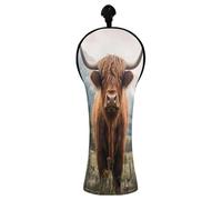 Grckit Golf Club Head Covers Highland Cow PU Leather Waterproof Golf Head Covers for Driver Fairway Wood and Hybrid with Replaceable Labels, Wood Head Cover