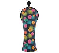 Grckit Golf Club Head Covers Palm Leaves PU Leather Waterproof Golf Head Covers for Driver Fairway Wood and Hybrid with Replaceable Labels, Wood Head Cover