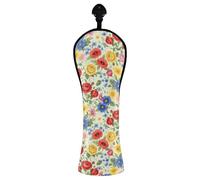 Grckit Golf Club Head Covers Vibrant Floral Bloom PU Leather Waterproof Golf Head Covers for Driver Fairway Wood and Hybrid with Replaceable Labels, Hybrid Head Cover